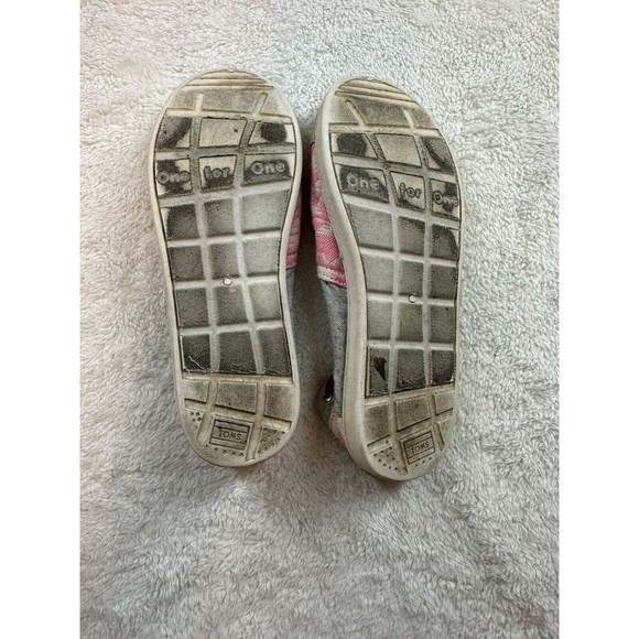TOMS Chambray Bimini Shoes 6Y/Womens 7 Pink/Grey Slip On Casual Geo Textile - Picture 7 of 7